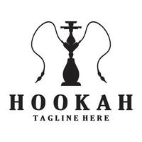 Vintage hookah, shisha or water pipe logo silhouette for club, bar,cafe,vape and shop. vector