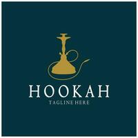 Vintage hookah, shisha or water pipe logo silhouette for club, bar,cafe,vape and shop. vector