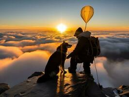 orgulloso Servicio perro ayudando sus propietario con un invalidez ai generativo foto