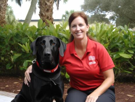 Proud service dog assisting its owner with a disability AI Generative photo