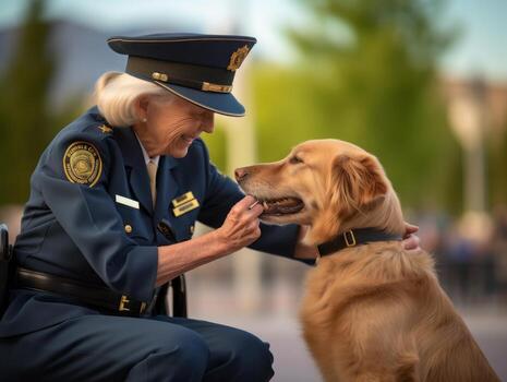 Proud service dog assisting its owner with a disability AI Generative photo