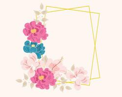 Hand Drawn Tropical Flower Gold Frame vector