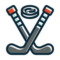 Ice Hockey Vector Thick Line Filled Dark Colors