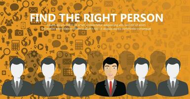 Find the right person for the job concept. Flat vector design