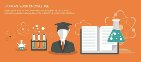 Education banners. On line learning, tutorials, professional education. Flat vector illustration