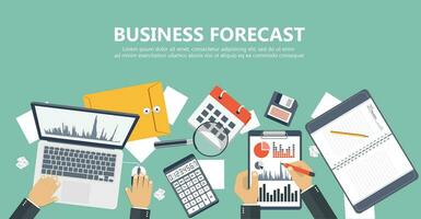 Business forecast banner. Flat vector illustration