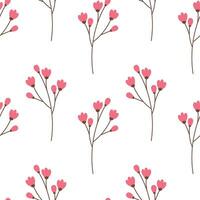 Seamless pattern of blooming spring branches in trendy bright shades. Abstract background texture. vector