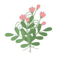 Abstract isolated bouquet of spring twigs with small leaves, flowering branches and frizzy plants vector