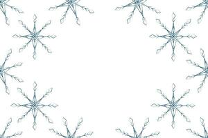 Abstract frame border of patterned snowflakes with copy space. Template for lettering or greetings vector