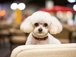 Well-behaved dog participating in a show, beautifully groomed AI Generative photo