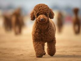 Well-behaved dog participating in a show, beautifully groomed AI Generative photo