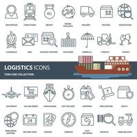 Logistics, product transportation and delivery icon set. Outline web icon set. Flat vector illustration
