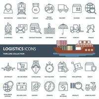 Logistics, product transportation and delivery icon set. Outline web icon set. Flat vector illustration