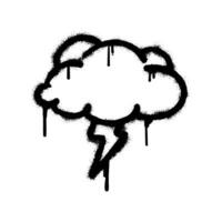 Spray Painted Graffiti thunder and cloud Sprayed isolated on white background. vector