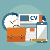 CV, job search items. Flat vector illustration