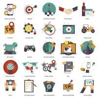 Set of flat design icons for business, pay per click, creative process, searching, web analysis, work-flow, on line shopping. Icons for website development and mobile phone services and apps. vector