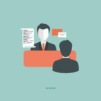 Job interview concept. Interview with the candidate positions. Flat vector illustration.