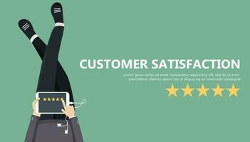 Rating on customer service illustration. Website rating feedback and review concept. Lap top with like and dislike signs. Flat vector illustration