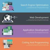 Search engine optimization and Development concept, web programming. Flat vector illustration