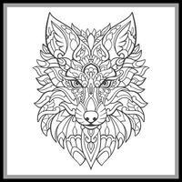 Colorful wolf head mandala arts isolated on black background. vector