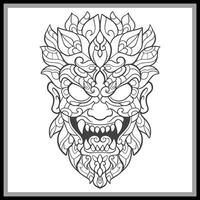 Colorful Yeti head mandala arts isolated on black background. vector