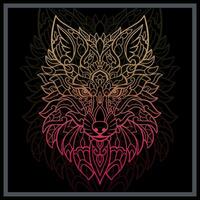 degradado vistoso lobo cabeza mandala letras aislado en negro antecedentes. vector