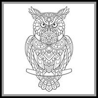 Colorful owl bird mandala arts isolated on black background. vector