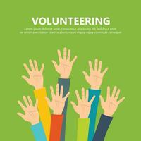 Volunteering concept. Hand raised up. Flat vector illustration