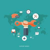 Support service concept. Flat design illustration with icons. Technical support assistance. vector