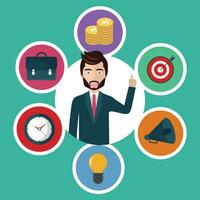 Customer service and business concept - icons and info graphic design elements. Flat vector illustration