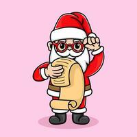 cute santa claus reading wish list vector