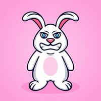 angry rabbit cartoon, fun, funny, cool. vector