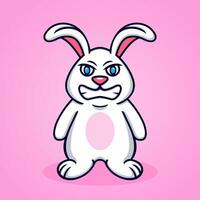 angry rabbit cartoon, fun, funny, cool. vector