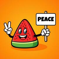 watermelon cartoon illustration, peaceful, funny, cute, cool. vector