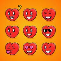 ilustraciones de emoticonos, corazones, divertido, colecciones, divertido. vector