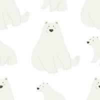 sin costura modelo con ártico y antártico animales, decoración elementos. dibujos animados personaje - polar oso. vistoso vector plano para niños. mano dibujo. bebé diseño para tela, imprimir, envoltura, textil