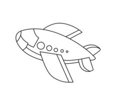 Airplane Illustration Children's Vector Doodle Template for books black and white