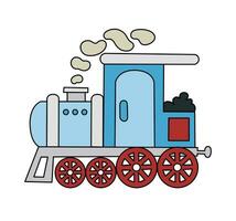 Steam Locomotive children vector doodle Template for books