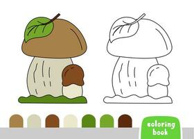 Coloring Book for Kids mushroom page template vector illustration