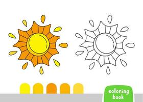 Coloring Book for kids sun page template vector illustration