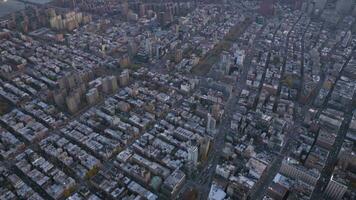 Cityscape of Lower Manhattan Neighborhood. Aerial View. Reveal Shot, Camera Tilts Up. New York City. United States of America video