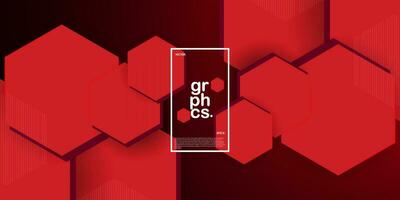 Abstract red gradient background. Hexagonal structure shapes. Hexagonal banner design. Dark red color design. Eps10 vector