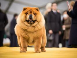 Well-behaved dog participating in a show, beautifully groomed photo