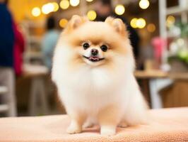 Well-behaved dog participating in a show, beautifully groomed photo