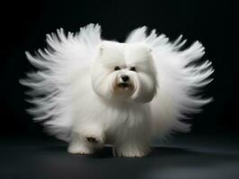 Well-behaved dog participating in a show, beautifully groomed photo