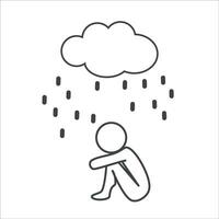 Depression or stress icon. Unhappy. Cloud in melancholy mood. concept of loneliness thin line web symbols on white background - editable stroke vector illustration eps 10.