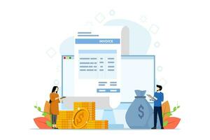 Payroll online payment concept, invoice sheet, Calculate salary, budget, Salary, wage payment, salary payroll system, automatic payment, office accounting administration or calendar payment date. vector