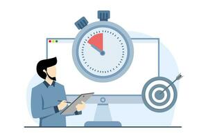 time management concept of schedule, deadline, planner, planning and organizing, scheduling appointments in calendar, marking tasks in list and organizing office workflow. flat vector illustration.