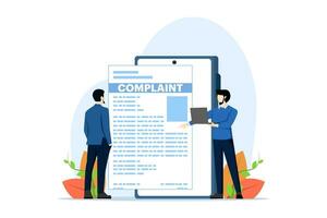 concept of online complaint, Claim petition, Dislike, Bad user experience, Bad review, Negative feedback, Action to resolve the problem. flat vector illustration on white background.