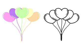 heart shaped balloon hand drawn illustration background vector